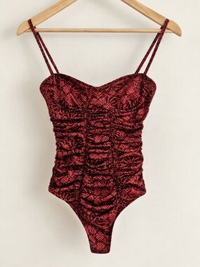 Ulla Johnson Bahia One-Piece Malliot Swimsuit Wine Red Size XS NWT